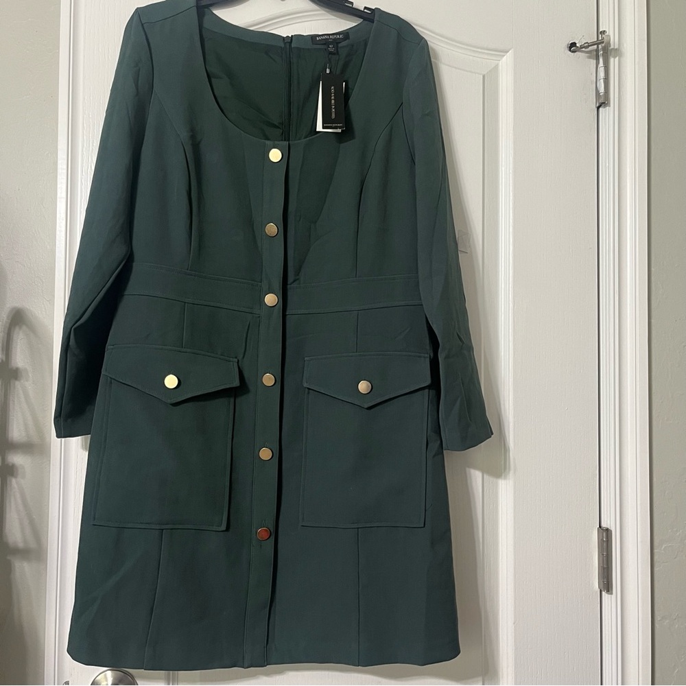 NWT Banana Republic Forest Green Dress Size 12!